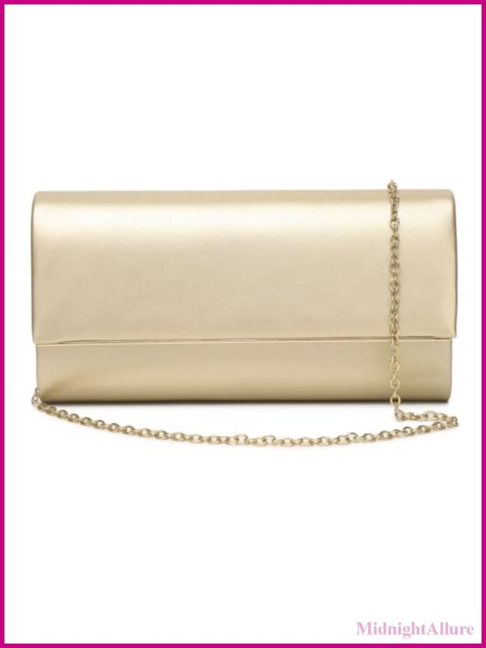 Vegan Leather Envelope Clutch Evening Bag with Detachable Chain Strap